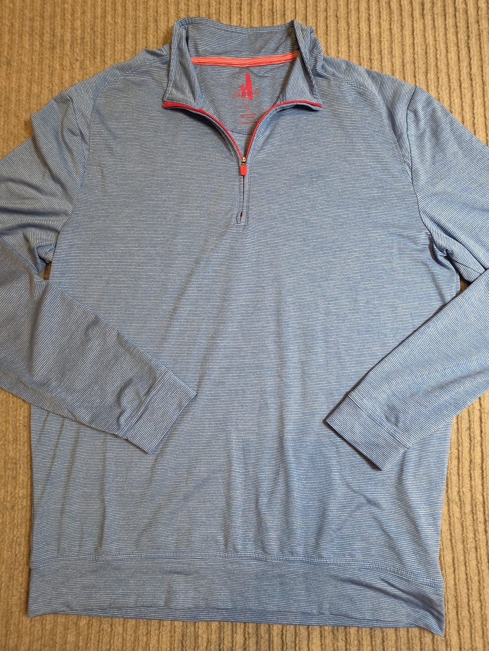 Johnnie-O Vaughn Striped PREP-Formance 1/4 Zip Pullover Mens Medium Blue